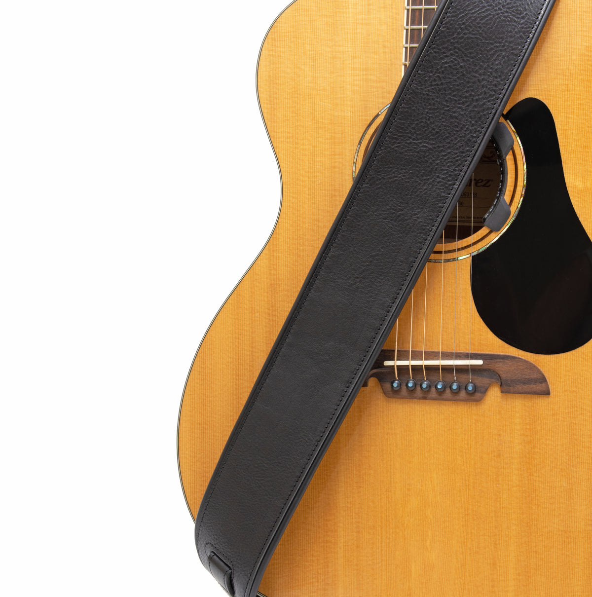 Old Black edge pipe full-grain leather guitar strap