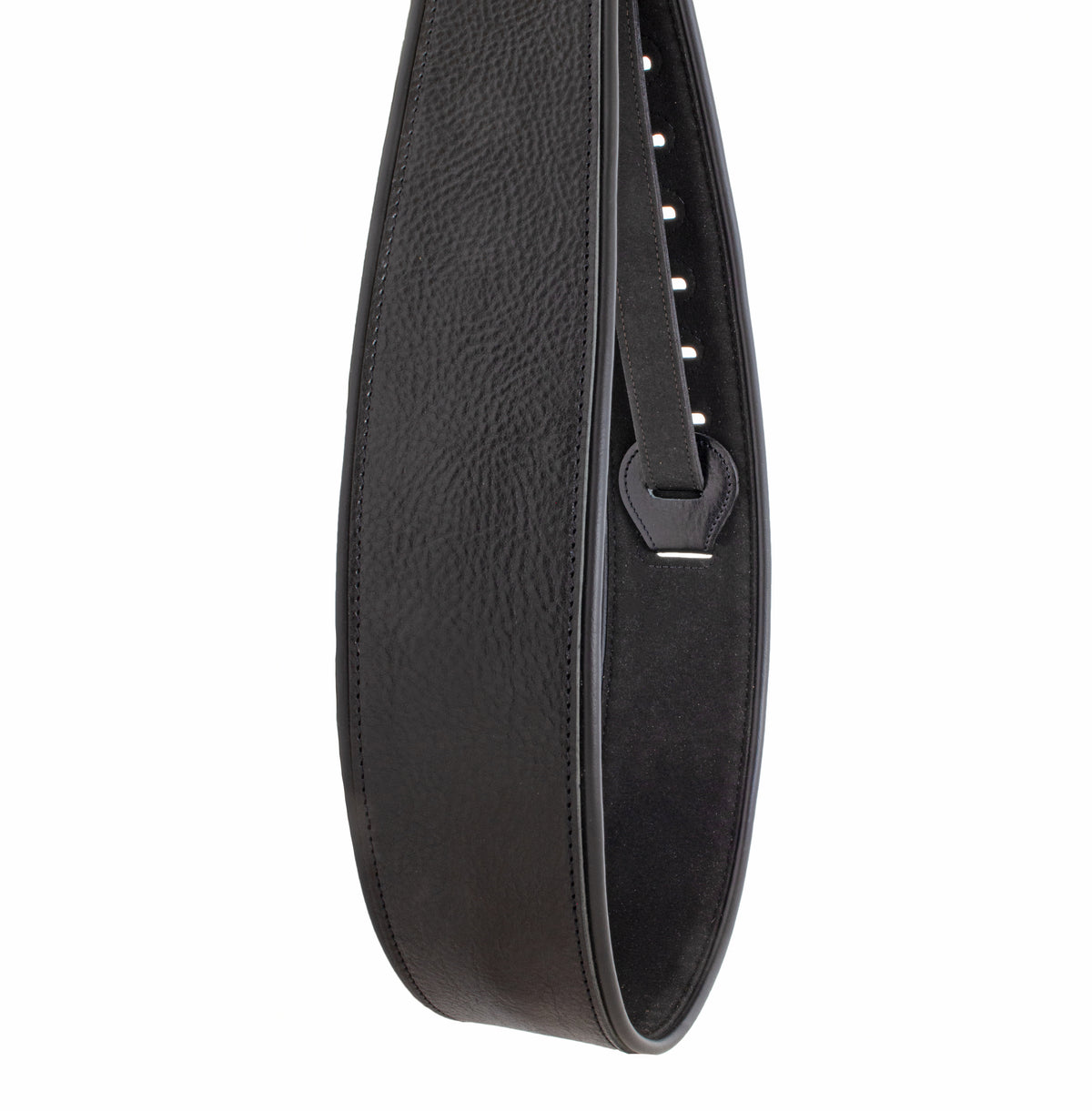Old Black edge pipe full-grain leather guitar strap