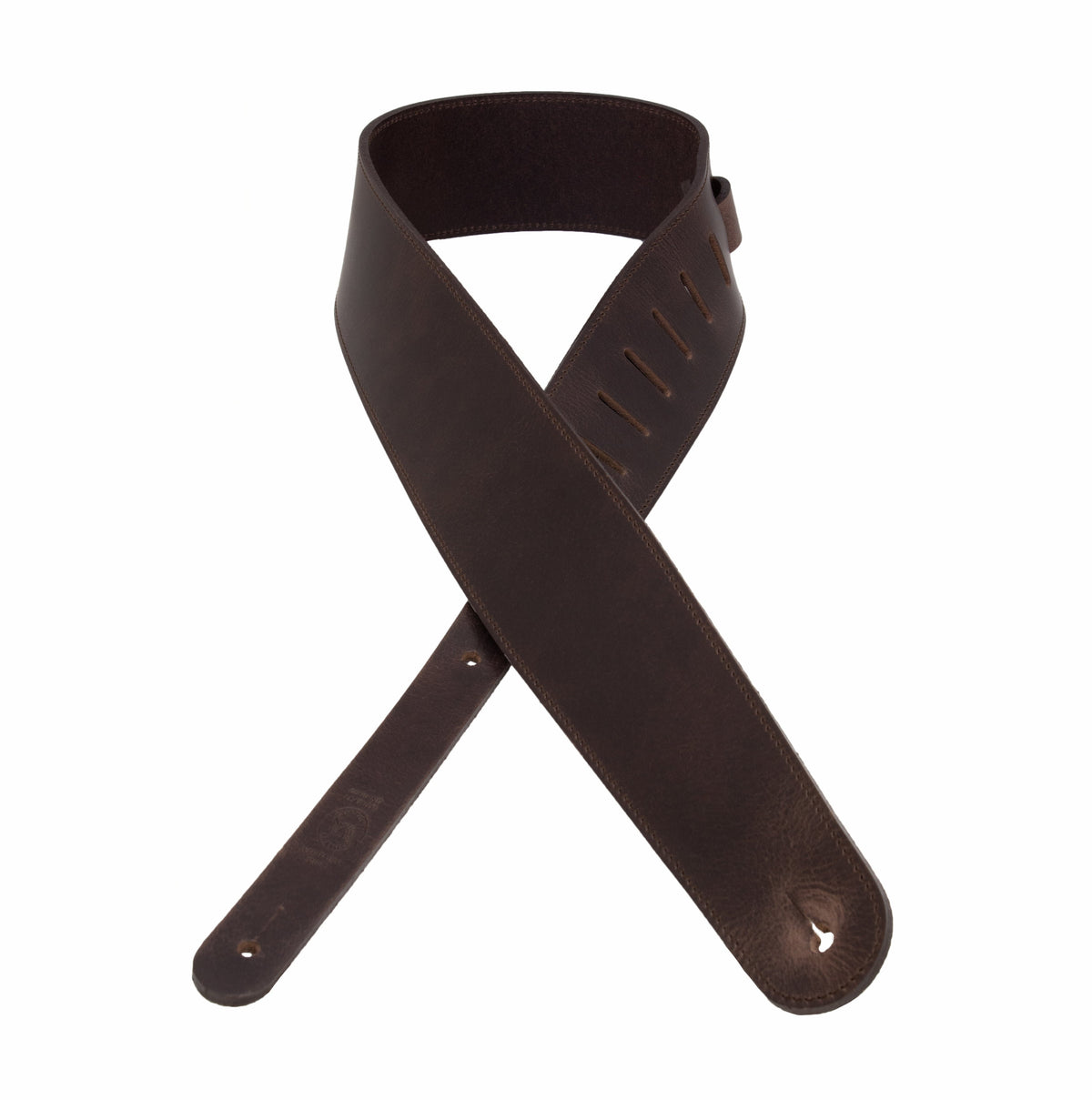 The Legend heavyweight spotted cognac full-grain leather guitar strap