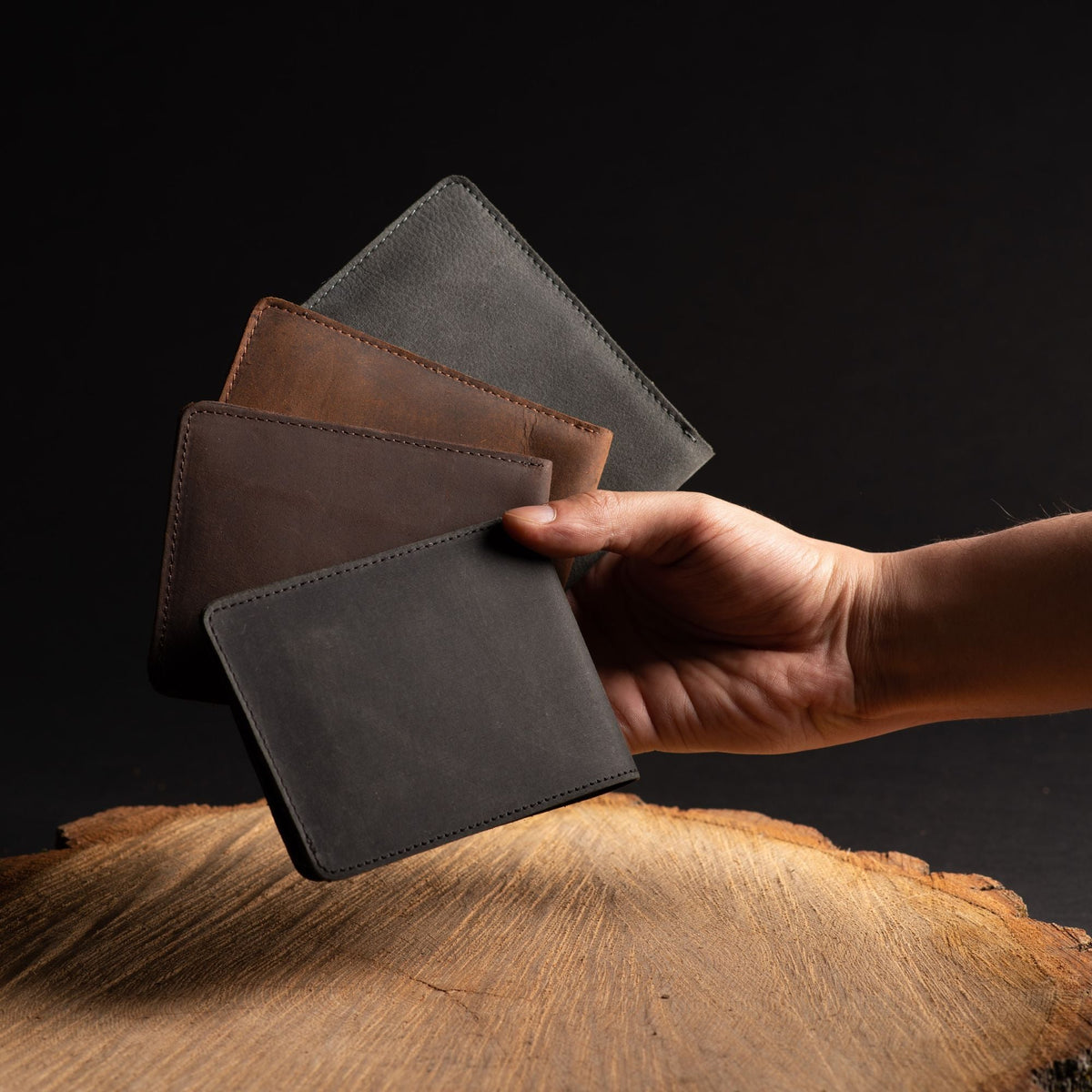 Flex full-grain distressed leather flexible wallet