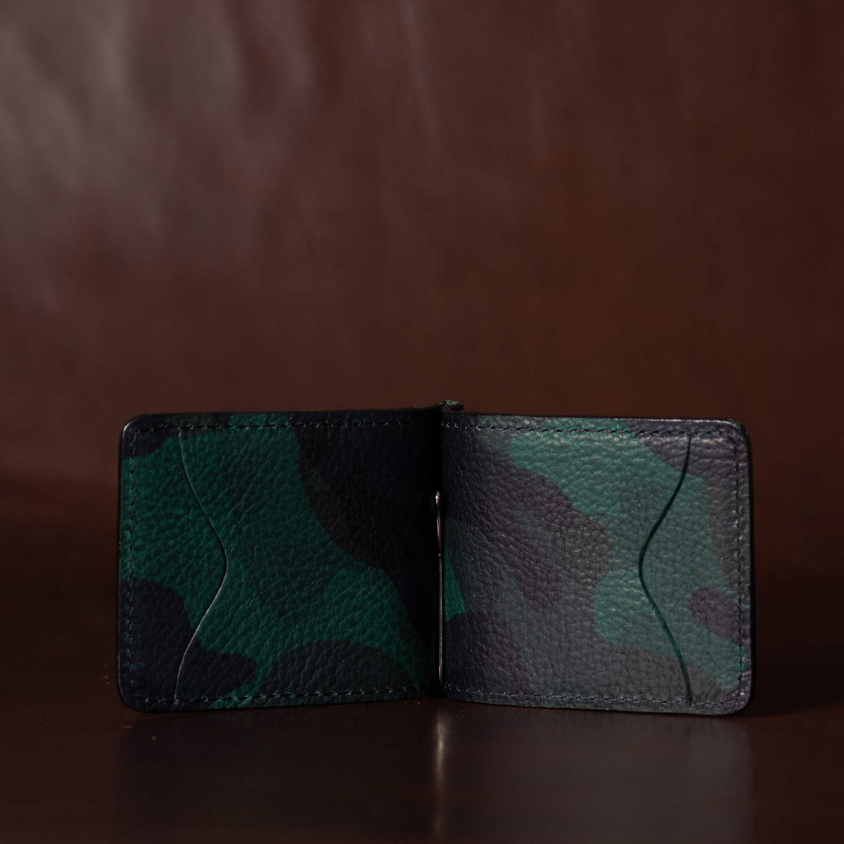 The Pinnacle limited edition camo money clip pebble grain leather wallet