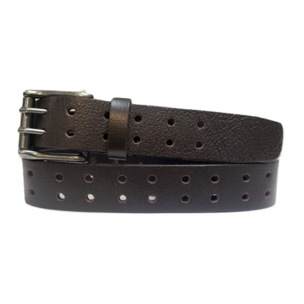 Brown double hole full-grain leather belt
