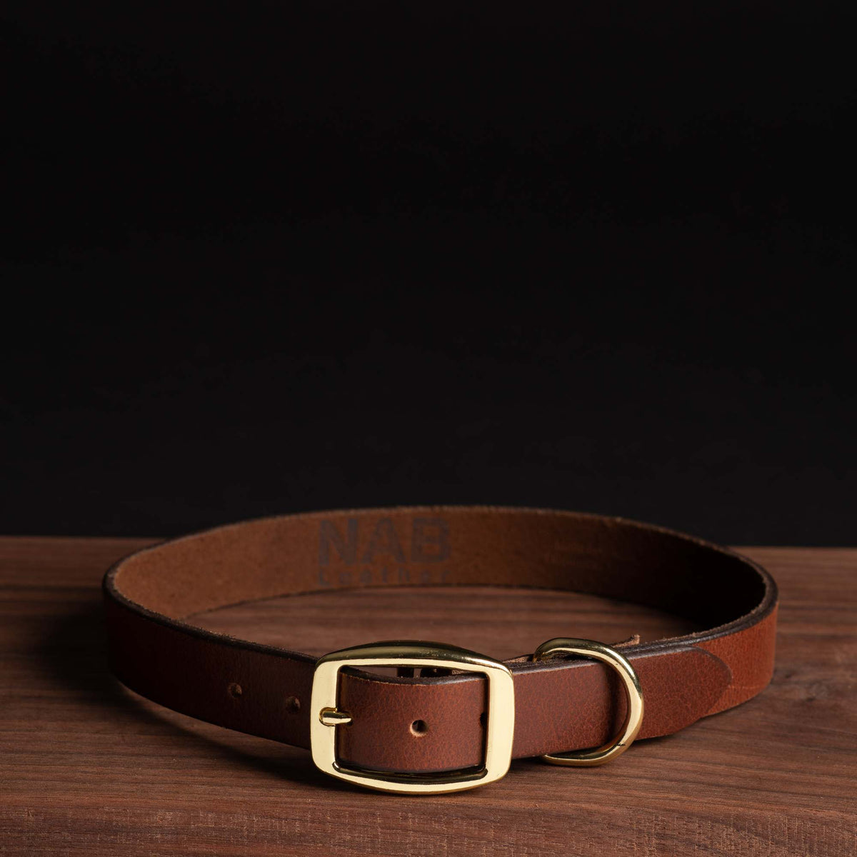 Rover full-grain leather dog collar in cognac