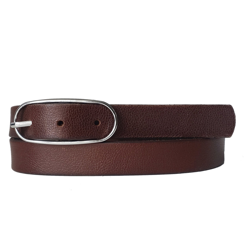 Aika - Black Leather Waist Belt with Oval Buckle - Made in Canada