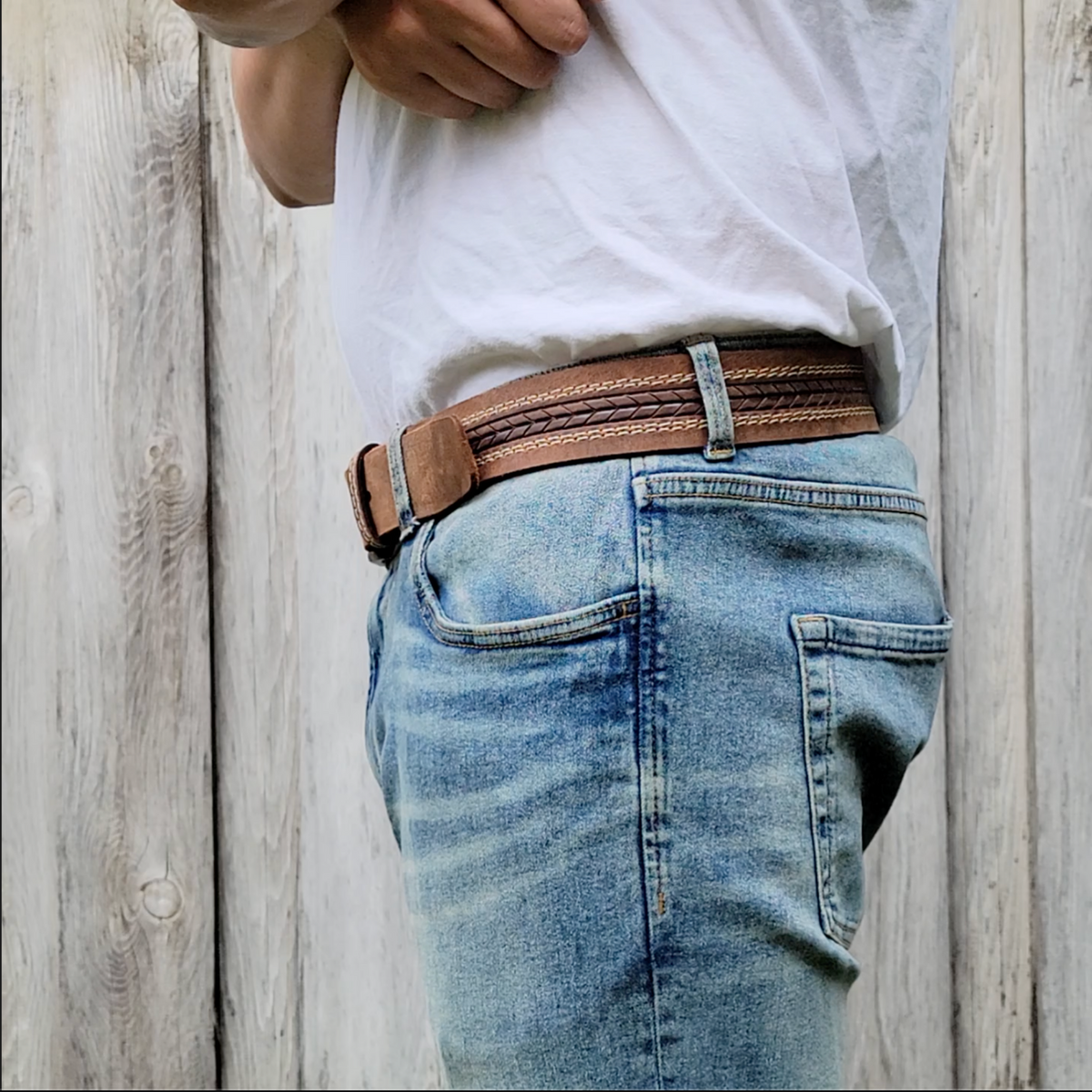 The Purpose Belt, arrow patterned leather belt