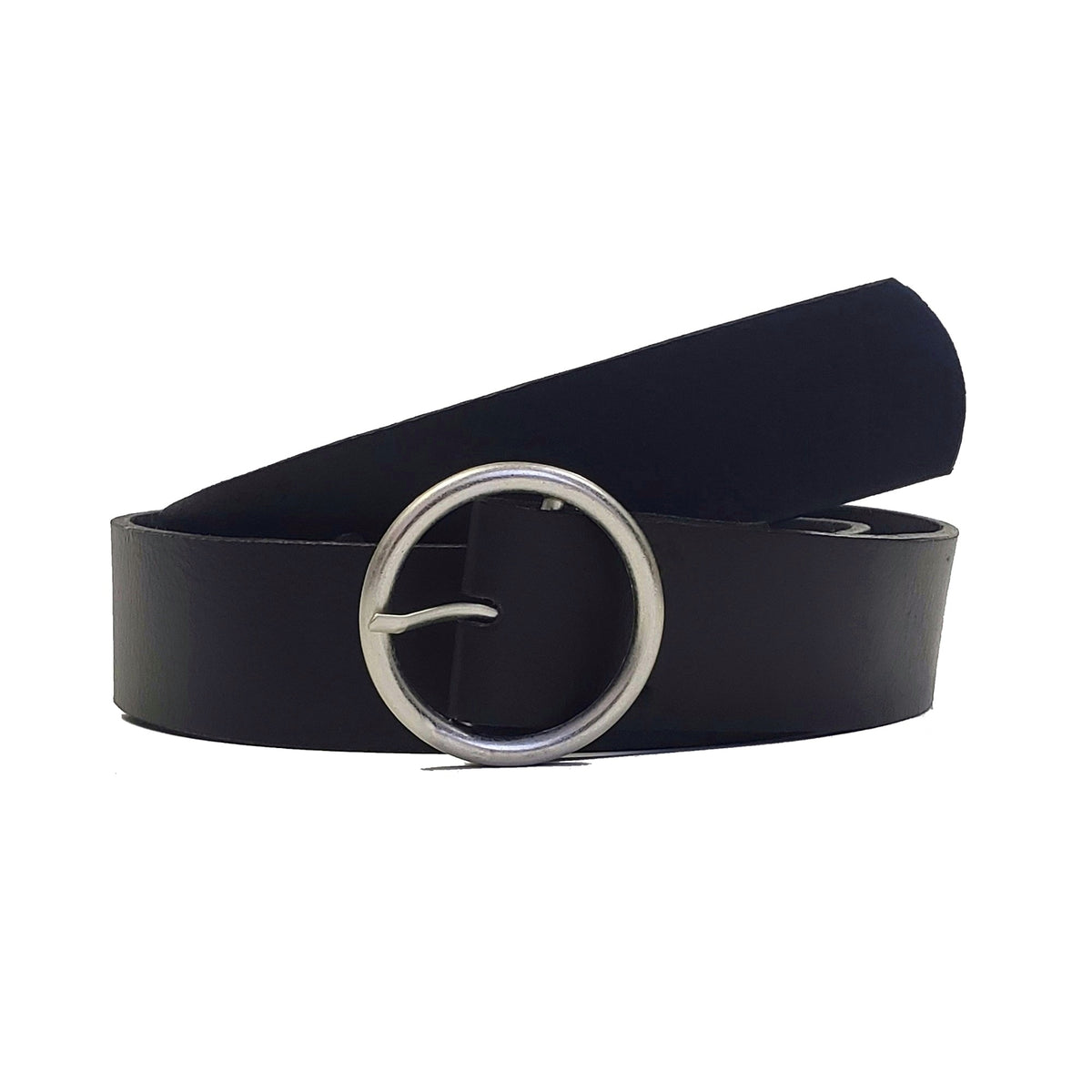 Sempre vachetta leather waist belt with circular buckle