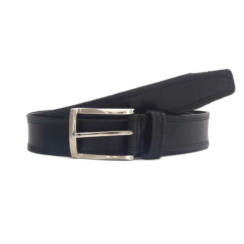 The Milestone Belt - Black Formal 100% Real Leather Belt