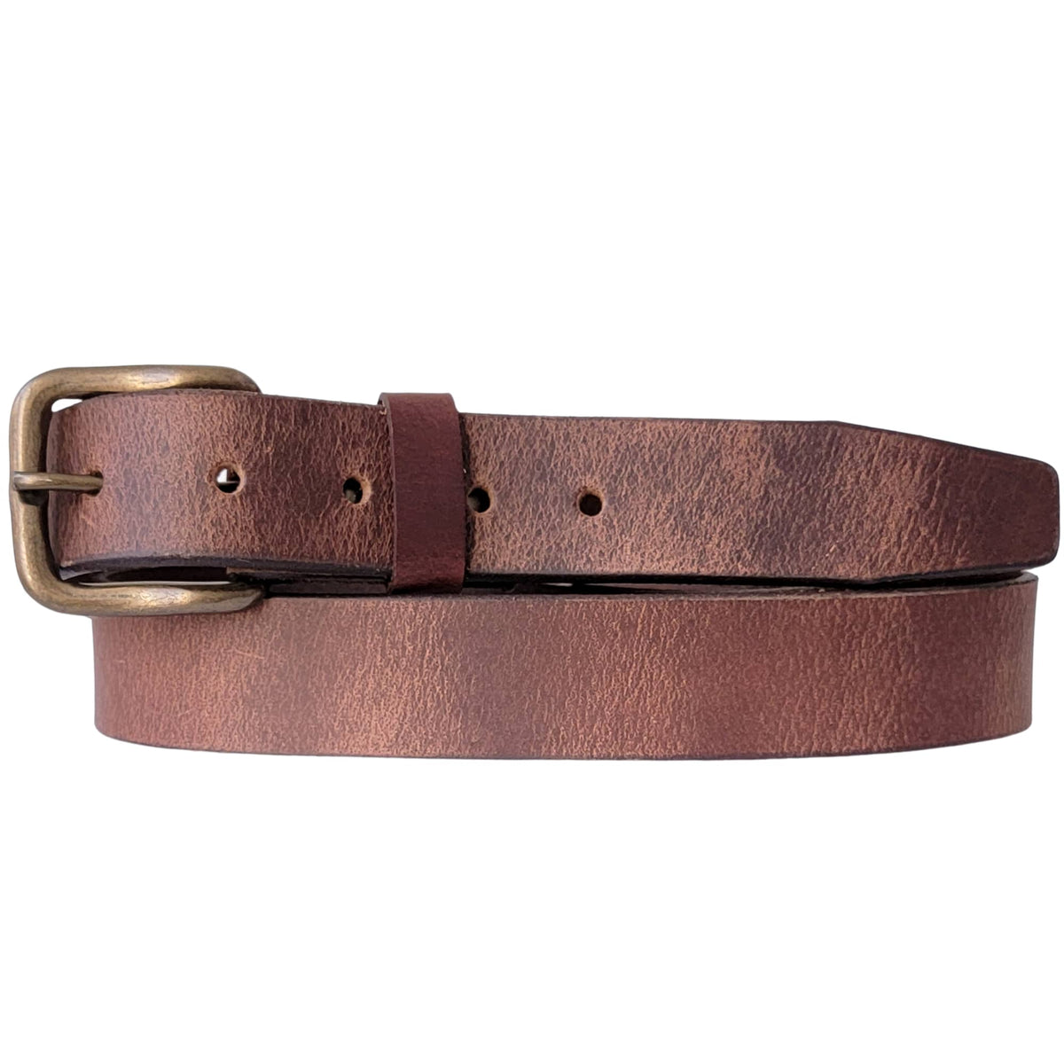 Brown 35 mm distressed full-grain leather belt