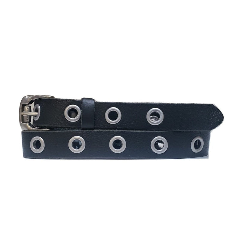 Exene - Slim Brown Leather Belt with Single Grommets - Made in Canada