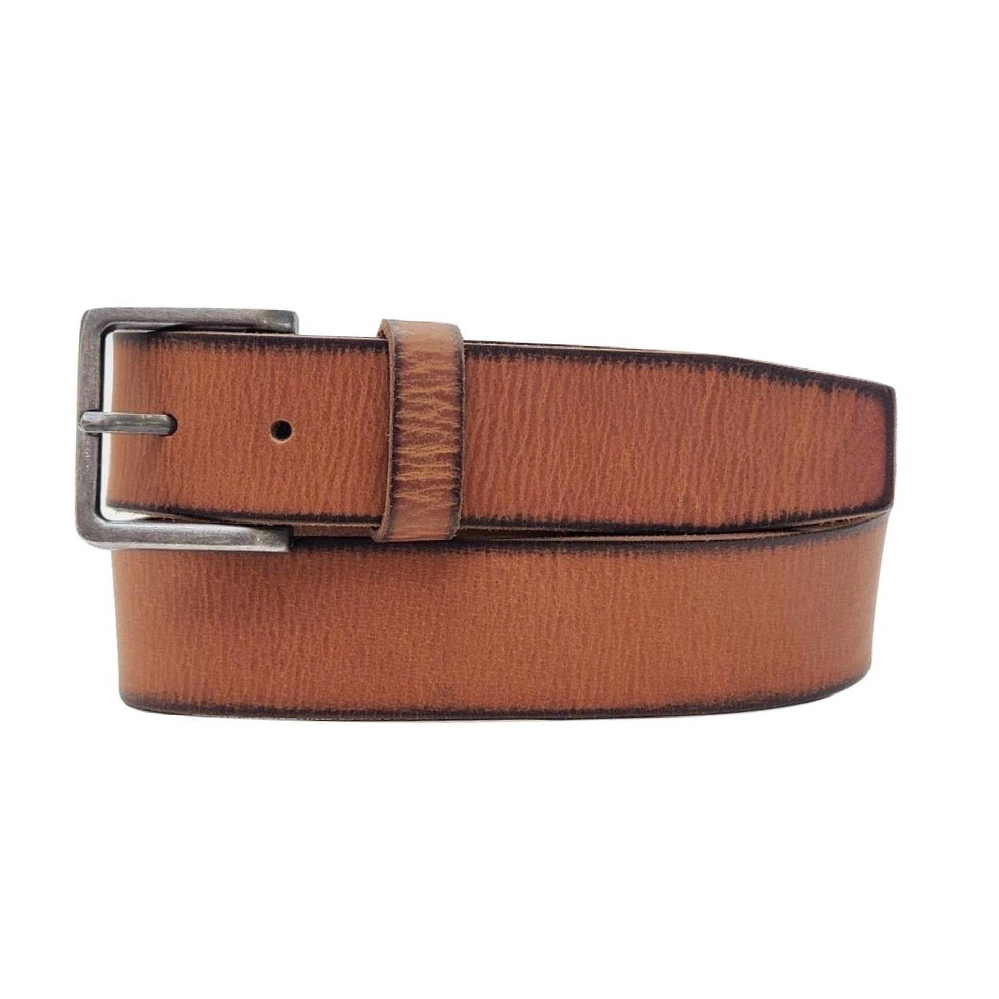 The Canyon Belt Tan Leather Belt with Charred Edges