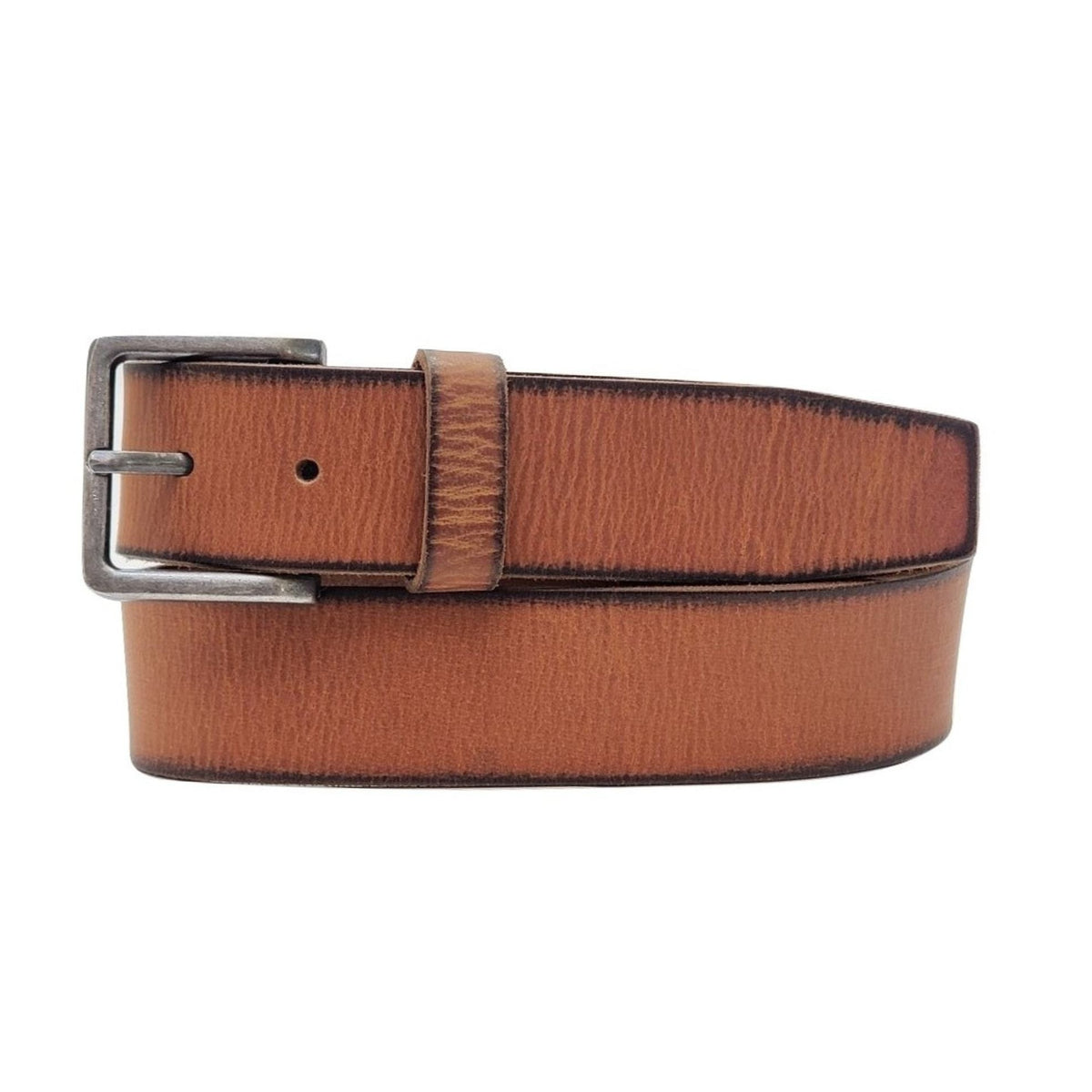 The Canyon leather belt with charred edges