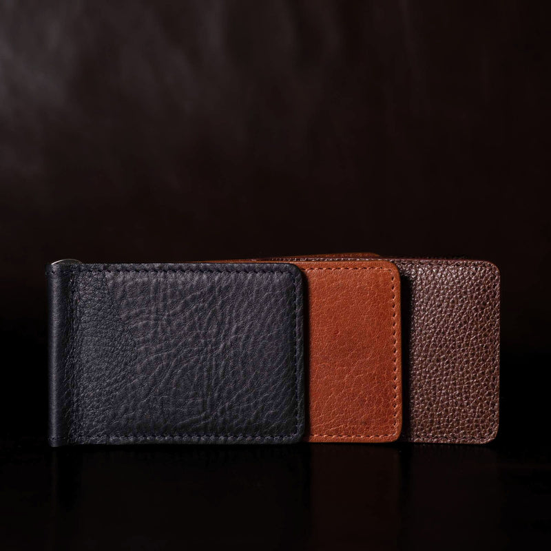 The Pinnacle Wallet - Black Slim Money Clip Pebble Grain Leather Wallet