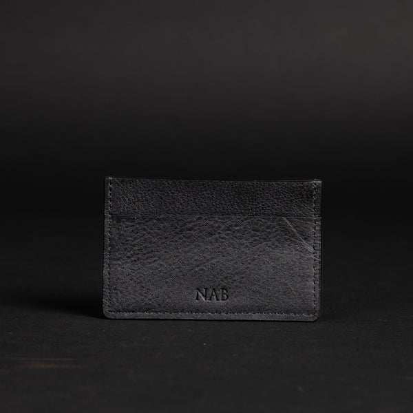The Maverick Cardholder - Black American Pebble Grain Bison Leather Cardholder