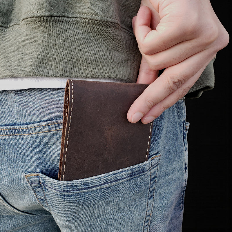 Brown Full Grain Leather Minimalist Wallet