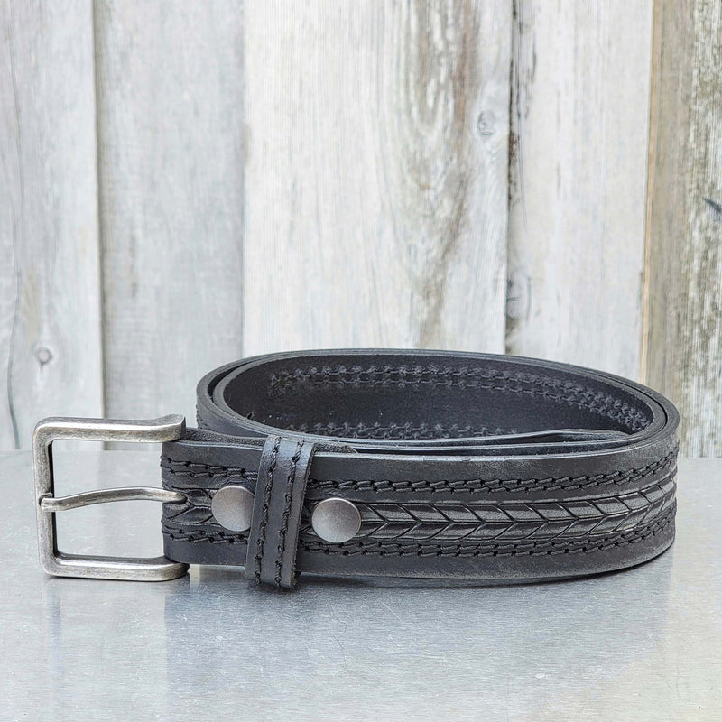 The Purpose Belt - Black Custom Engraved Arrow Patterned 100% Real Leather Belt