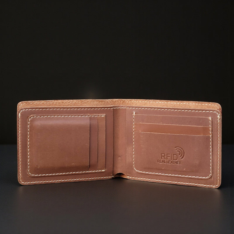 Cognac Full Grain Leather Minimalist Wallet