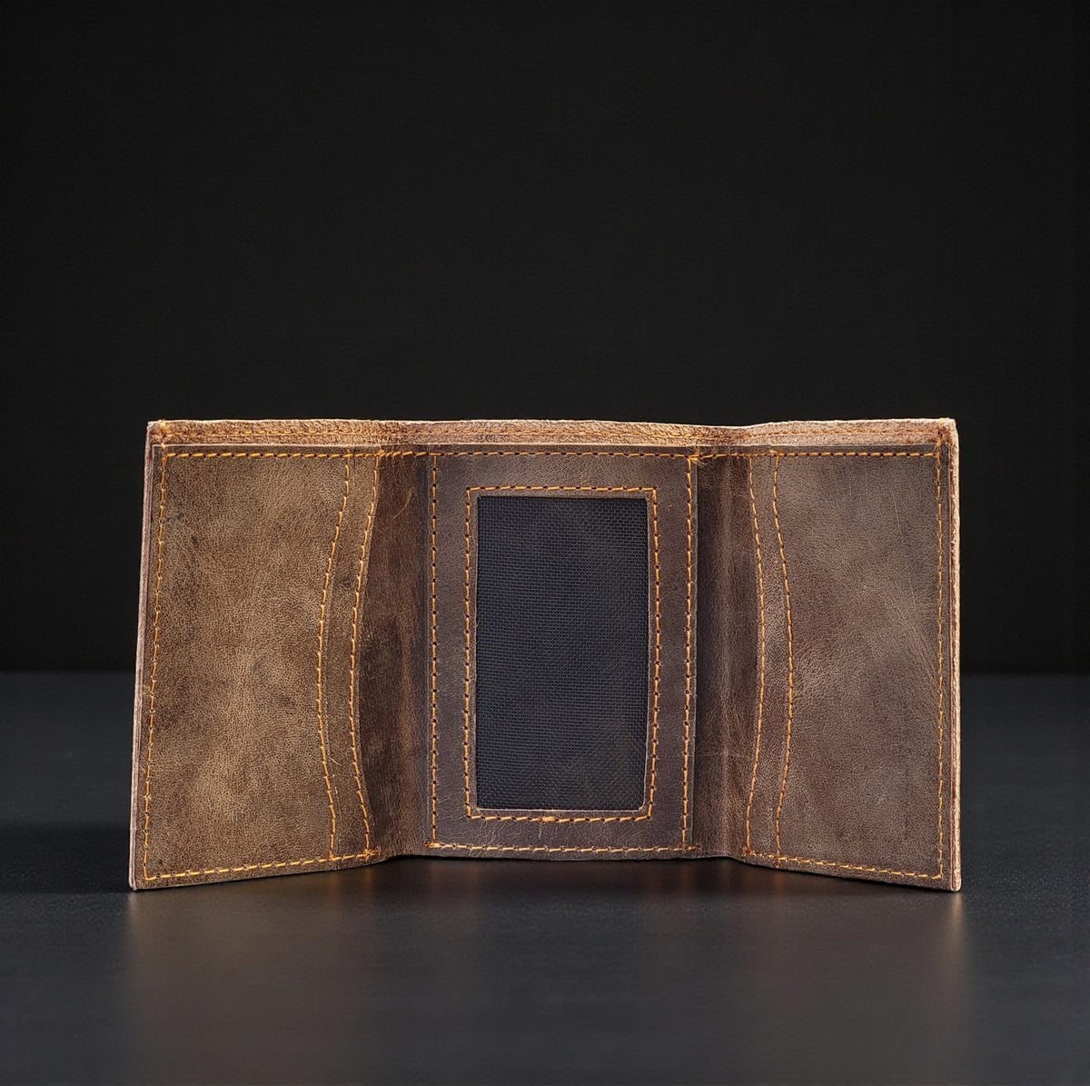 Meraki full-grain leather trifold wallet