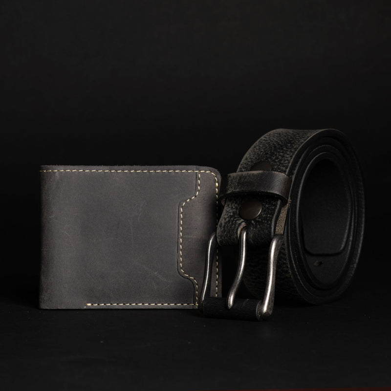 The Spartan Belt + Keystone Wallet Set - Slate Black