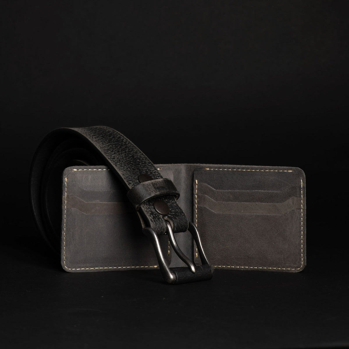 The Spartan belt and Keystone wallet set in slate black
