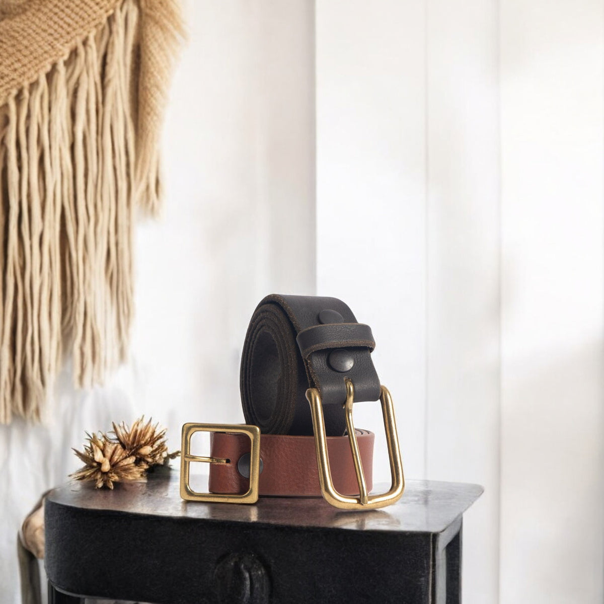 Aria and Sophie 2-piece leather dress belt gift set