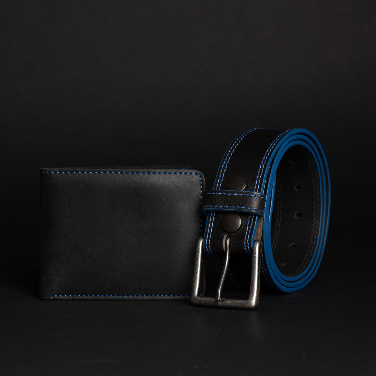 The Poseidon leather belt and wallet set