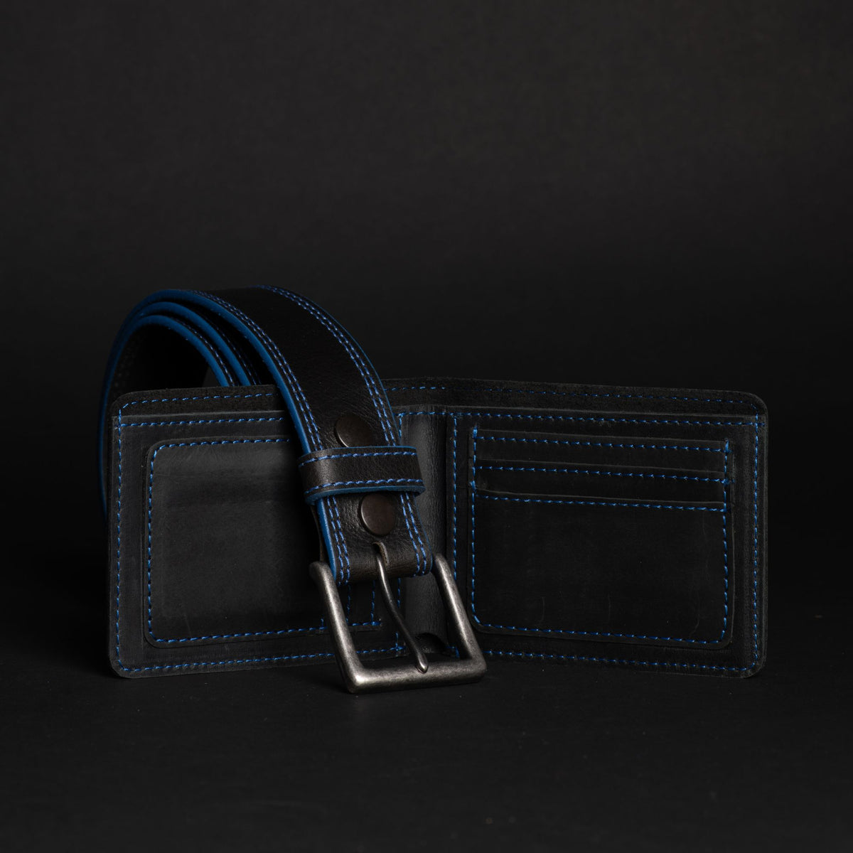 The Poseidon leather belt and wallet set