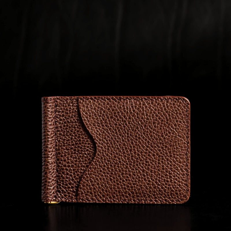 The Pinnacle Wallet - Black Slim Money Clip Pebble Grain Leather Wallet