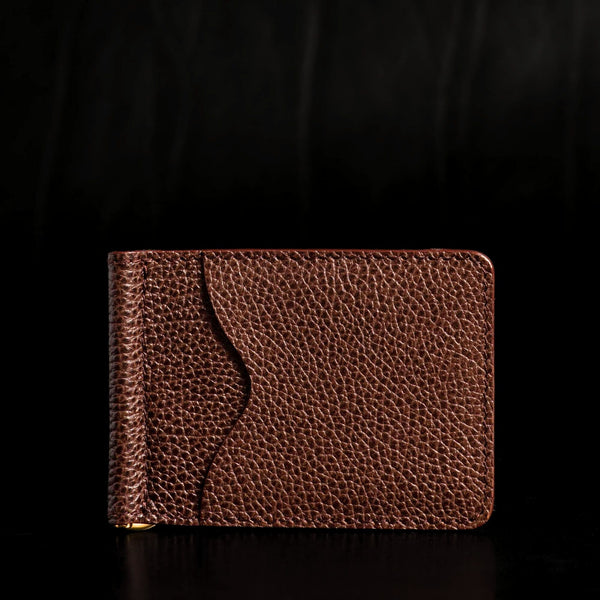 The Pinnacle Wallet - Brown Slim Money Clip Pebble Grain Leather Wallet