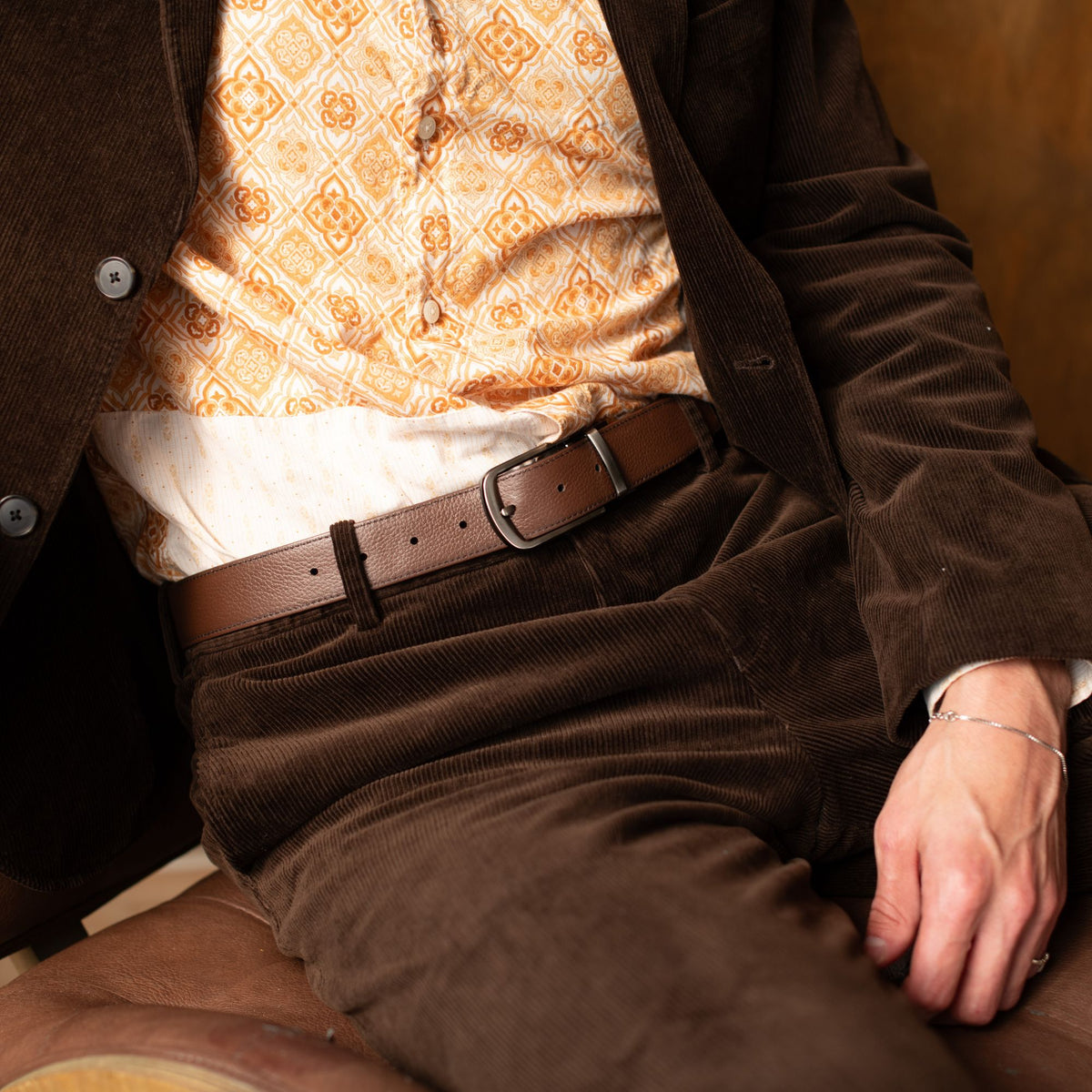 The Harvey Dent reversible pebble grain leather belt