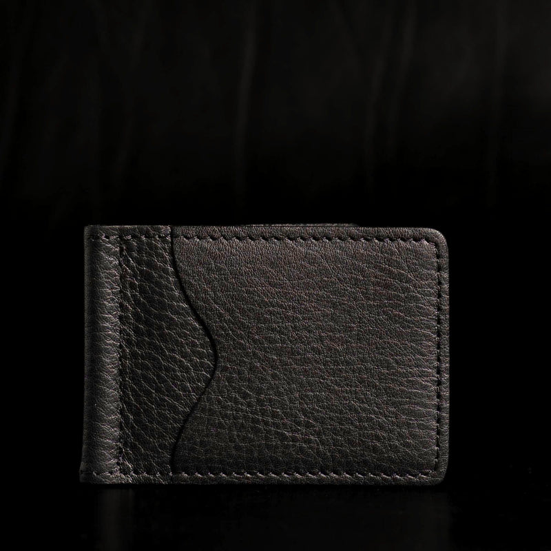 The Pinnacle Wallet - Black Slim Money Clip Pebble Grain Leather Wallet