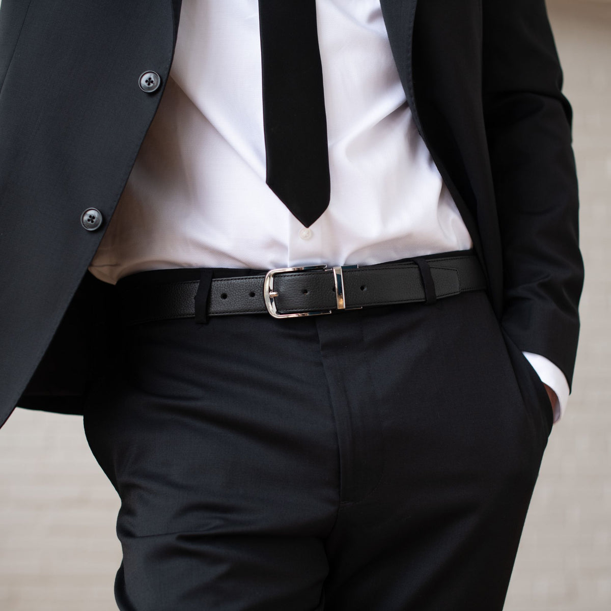 The Harvey Dent reversible pebble grain leather belt