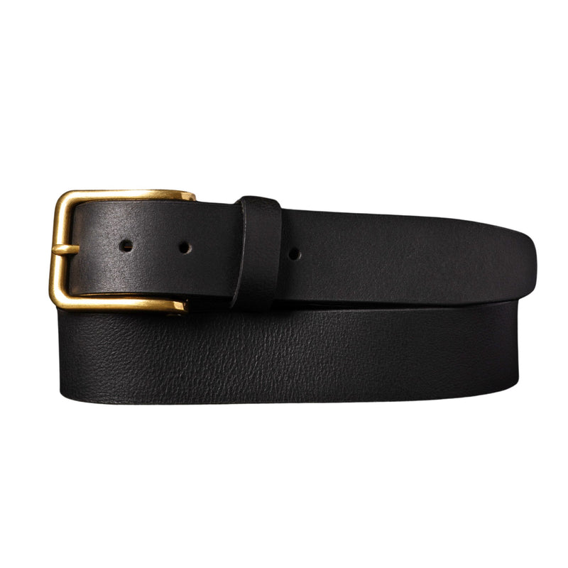 The Alchemist Belt - Black Leather Belt With Gold Buckle