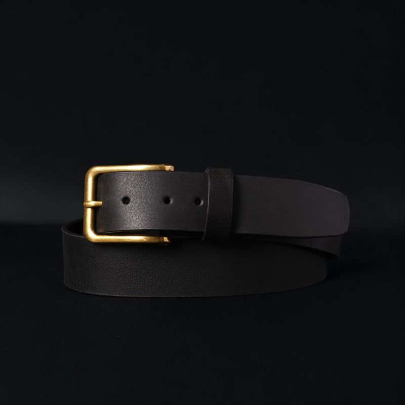 The Alchemist Belt - Black Leather Belt With Gold Buckle