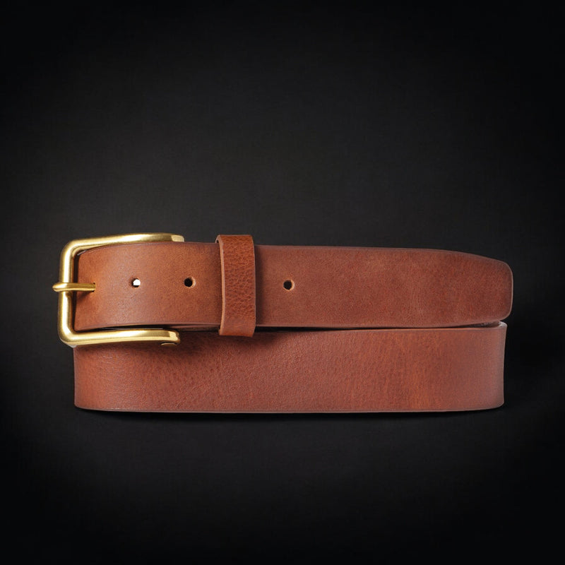 The Alchemist Belt - Black Leather Belt With Gold Buckle