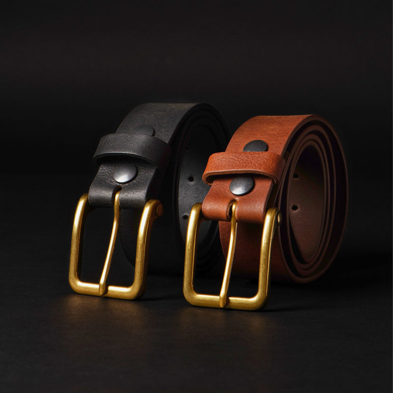 The Alchemist Belt - Black Leather Belt With Gold Buckle