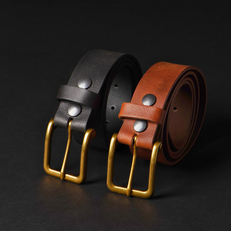 The Alchemist Belt - Black Leather Belt With Gold Buckle