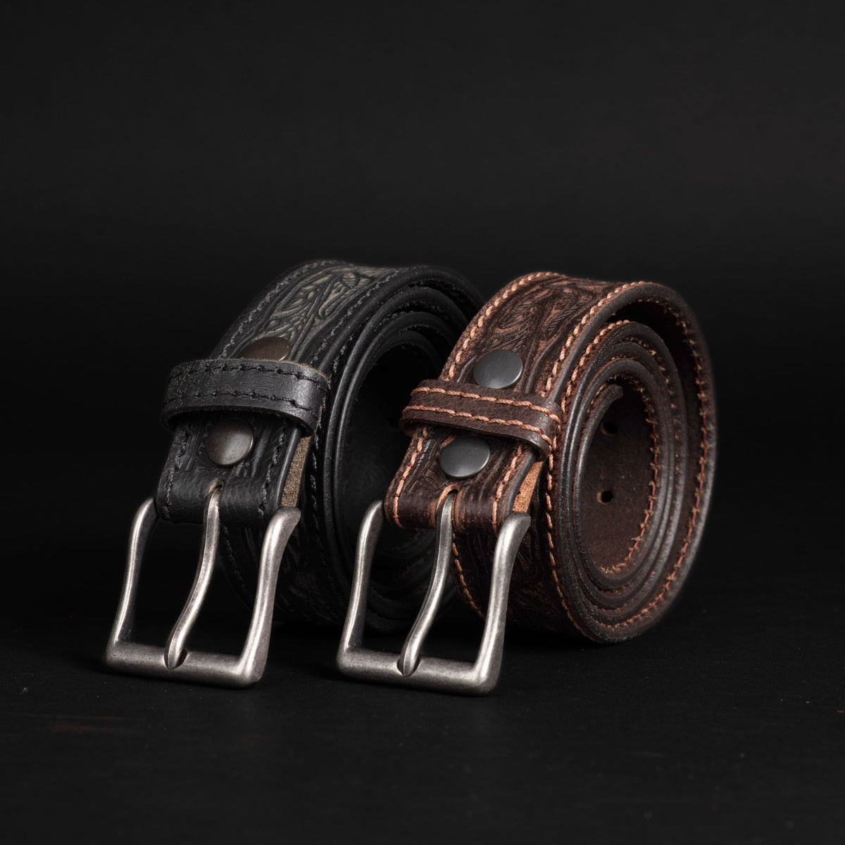 The Wayfarer western embossed leather belt