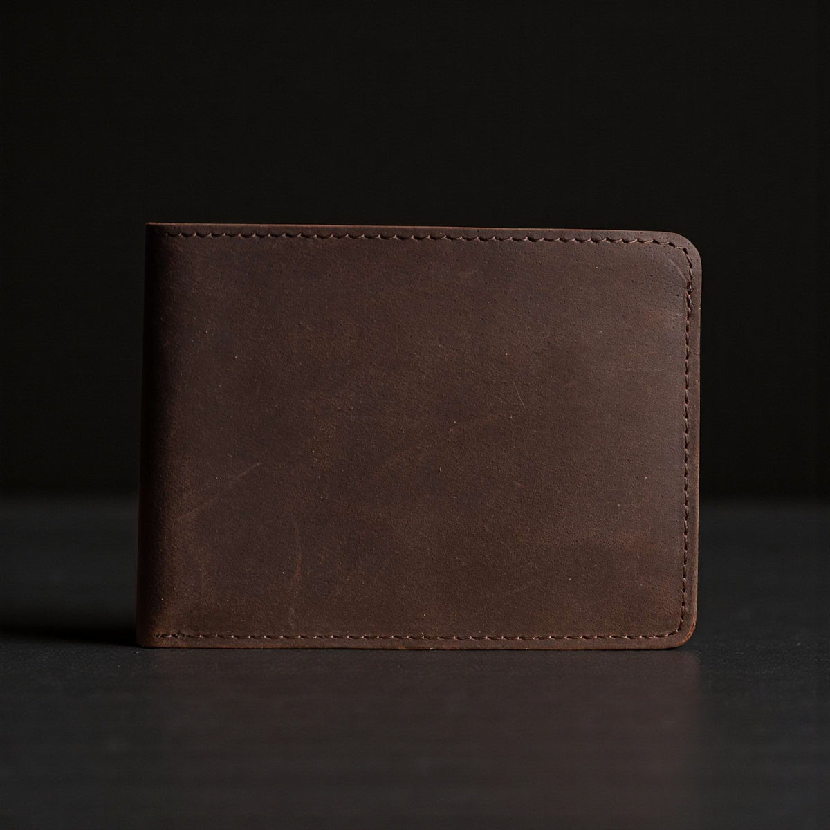 Flex distressed leather flexible wallet in espresso brown