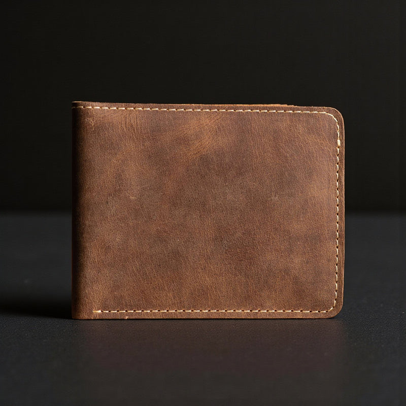 Brown Full Grain Leather Minimalist Wallet