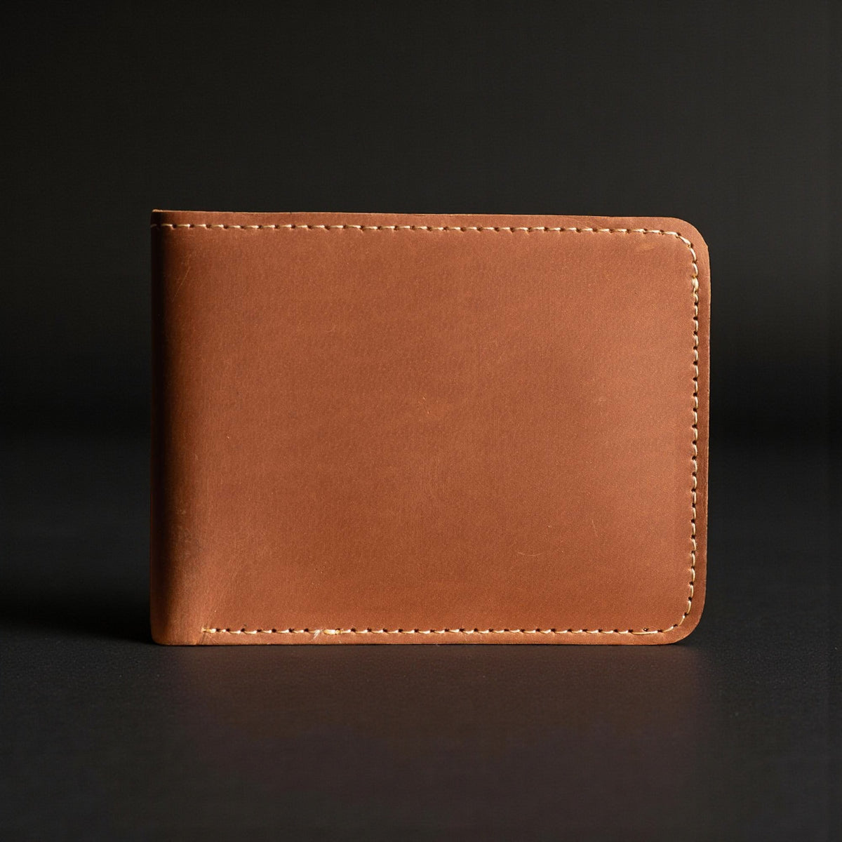 Full-grain leather minimalist wallet in cognac