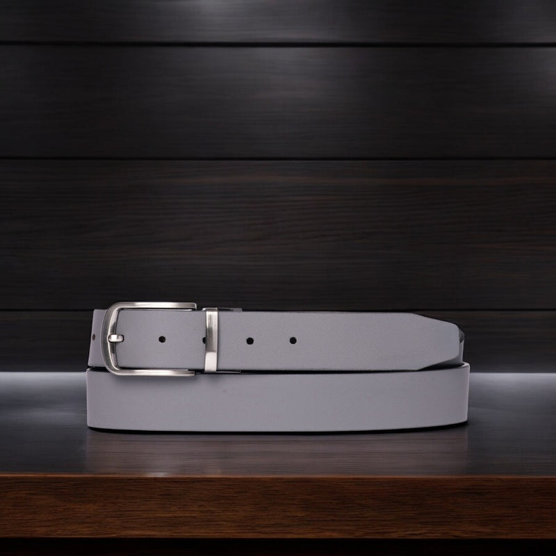 The Harvey Dent Belt - One Piece Reversible Black/Grey 100% Real Leather Belt