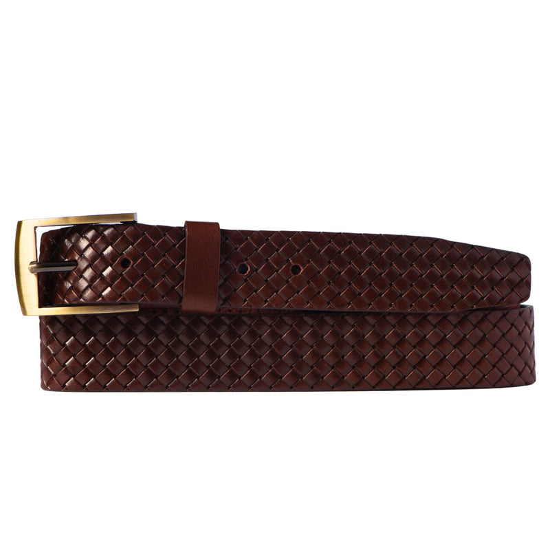 The Veneto Belt - Black Braided Embossed Full Grain Leather Belt