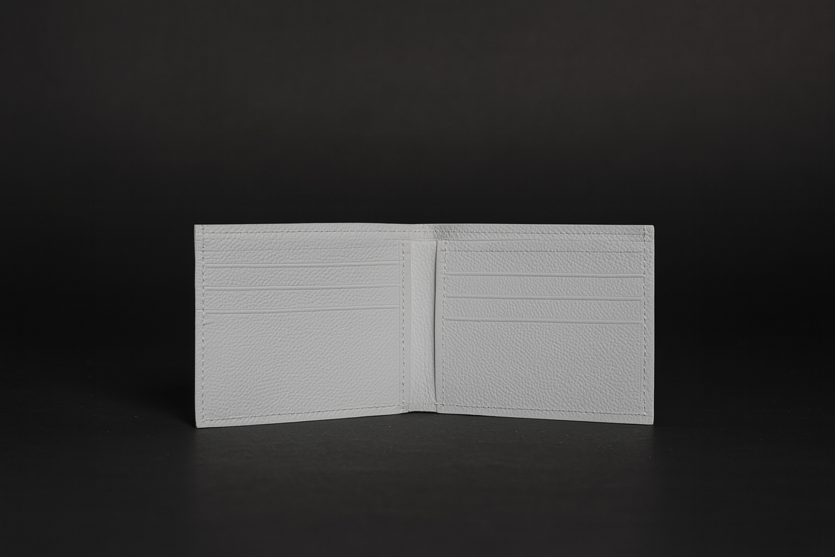 The Ivory white pebbled full-grain leather wallet
