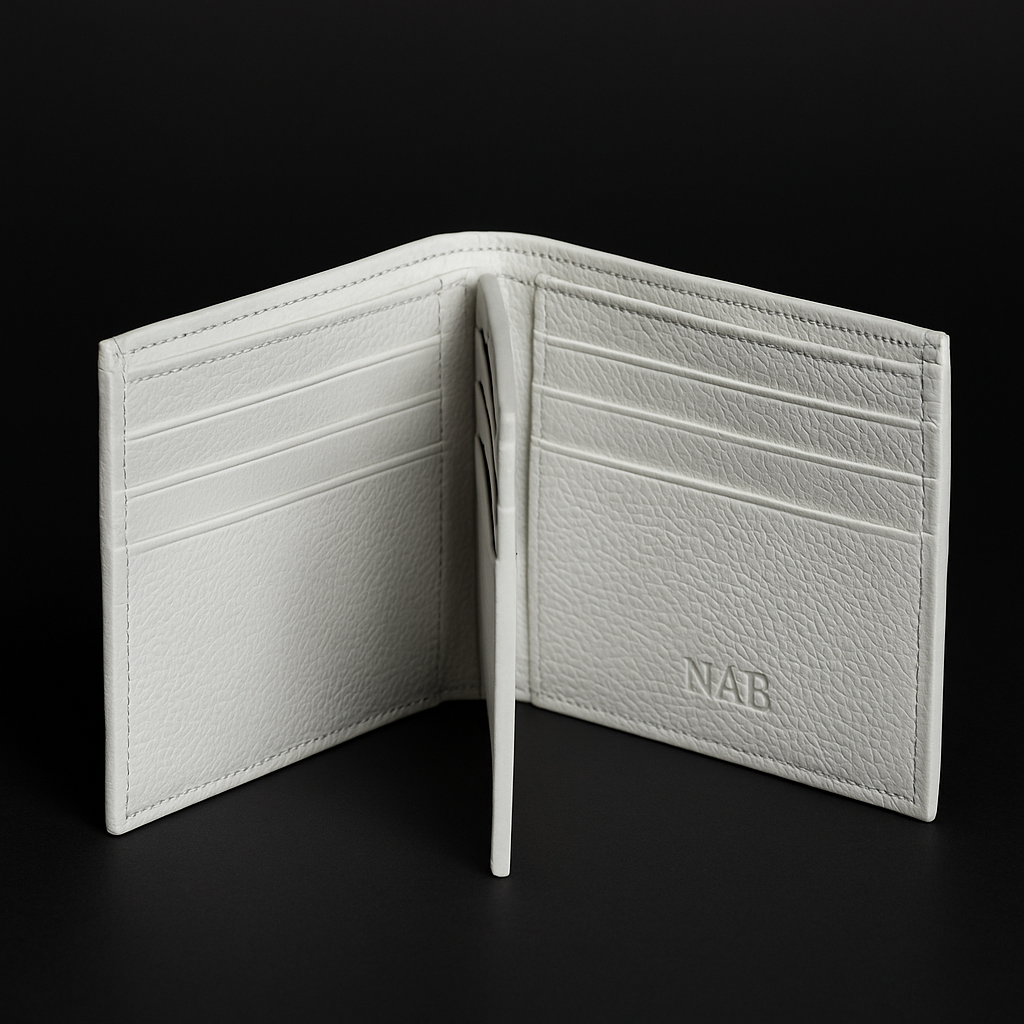 The Ivory white pebbled full-grain leather wallet