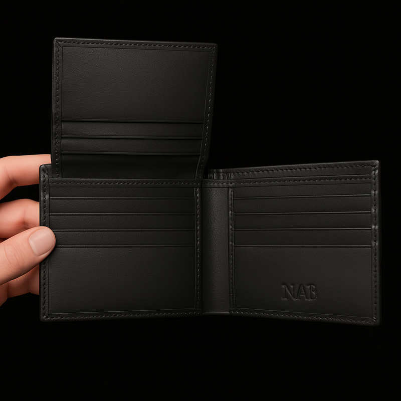 The Onyx Wallet - Premium Black Nappa Full Grain Leather Wallet