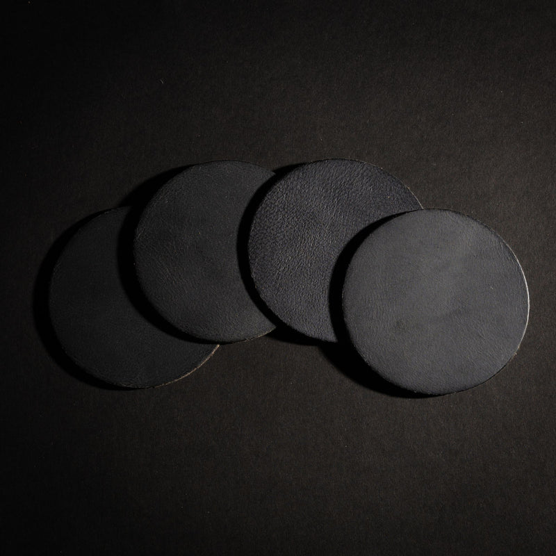 Circle Coasters - Cognac Distressed Leather Coasters - Made in Canada