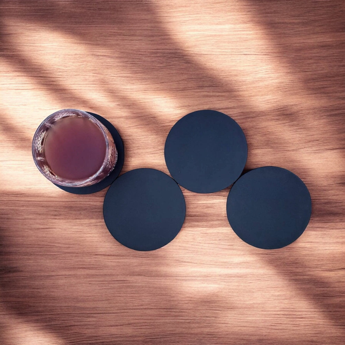 Round distressed leather coasters