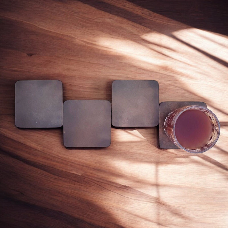 Square Coasters - Cognac Distressed Leather Coasters - Made in Canada