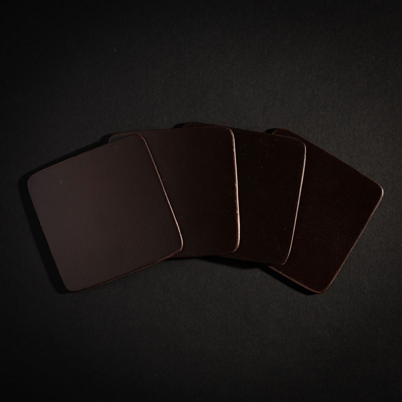 Square Coasters - Cognac Distressed Leather Coasters - Made in Canada