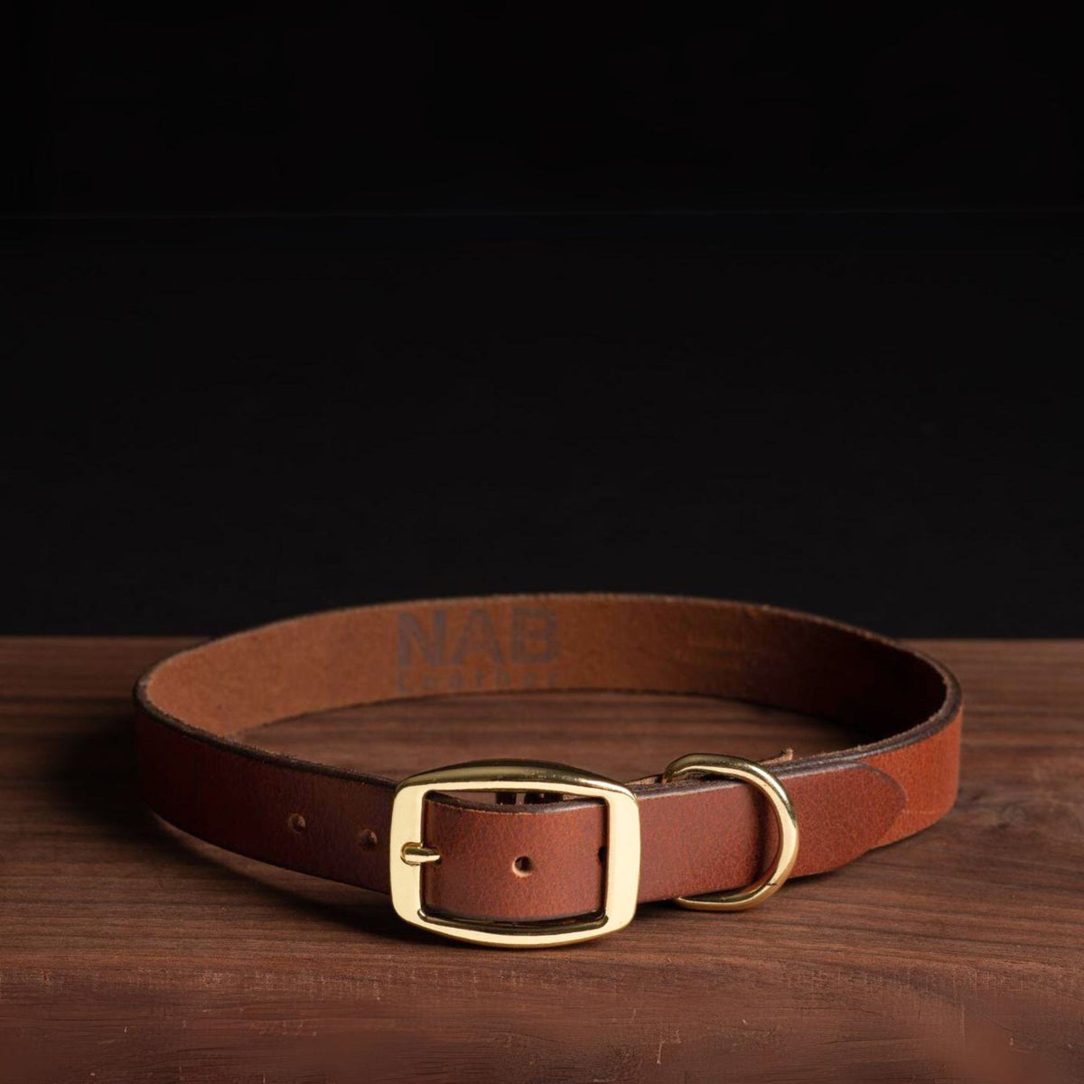 Rover full-grain leather dog collar in cognac